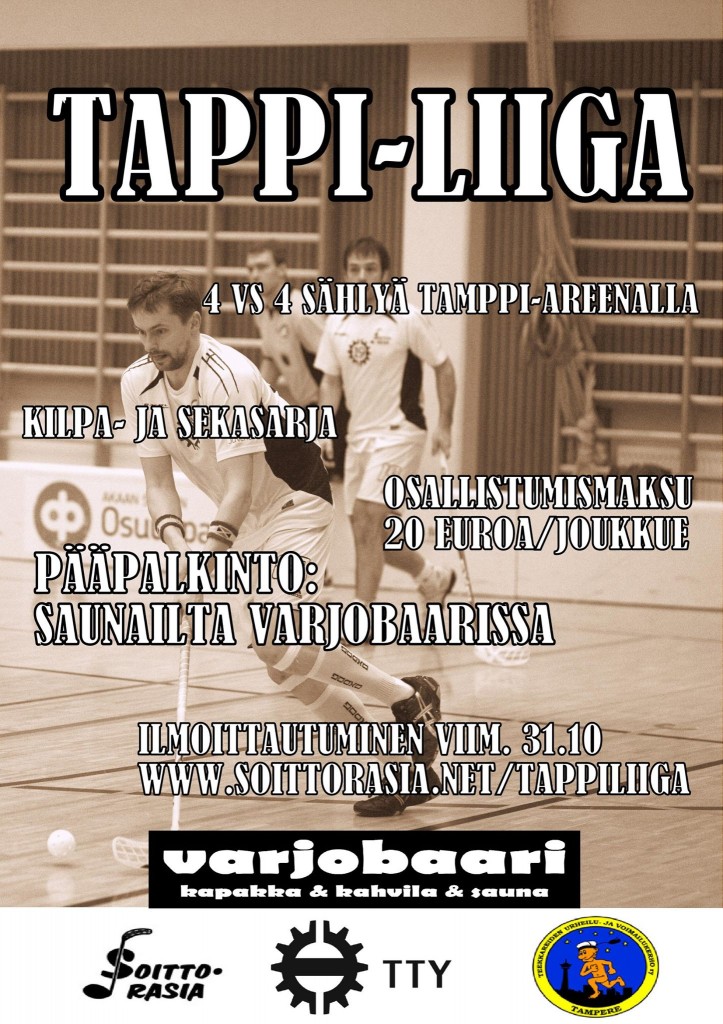 Soittorasia järjestää marraskuussa TTY:n opiskelijoille ja henkilökunnalle tarkoitetun 4v4 sählysarjan Tappi-liigan.